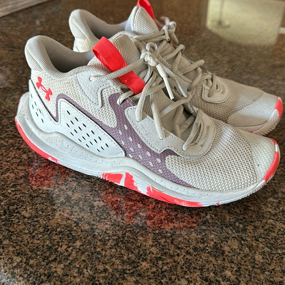 Under Armour Kids Sneakers Gray Pink Coral Accent